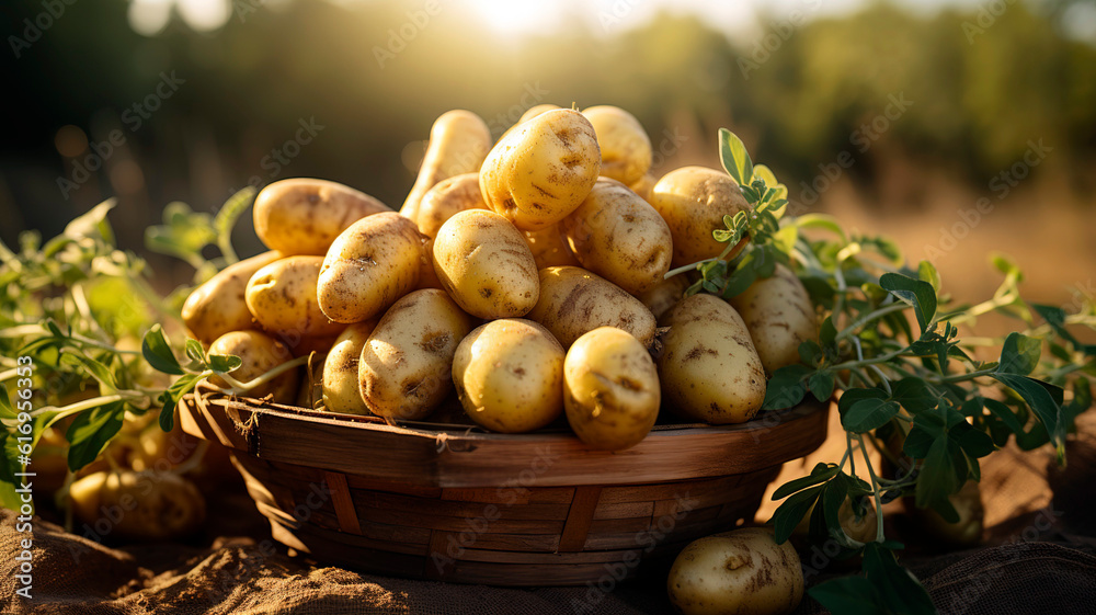 Freshly picked potatoes on farmer field, healthy organic produce. Freshly picked potatoes on farmer field, healthy organic produce.