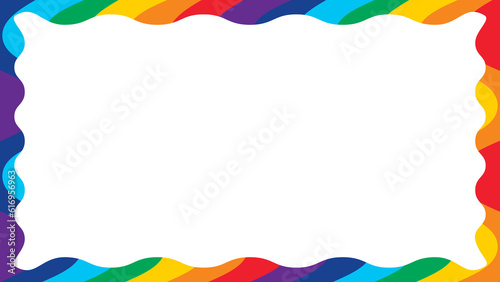 Wavy rectangle colorful frame border transparent