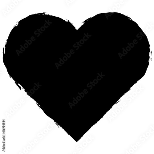 Grunge black heart brush stroke