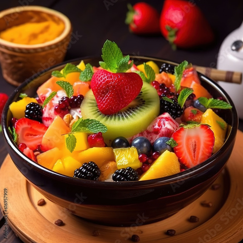 Fruit mix in a cup , Generative AI