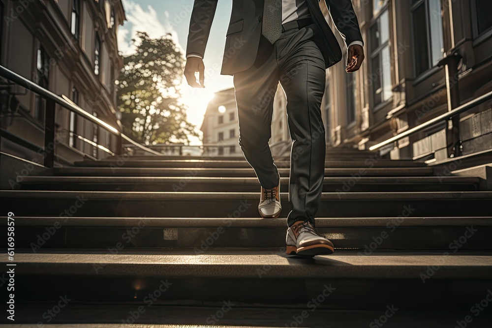 Businessman walking on the street in the city. Business concept Businessman walking on the street in the city. Business concept