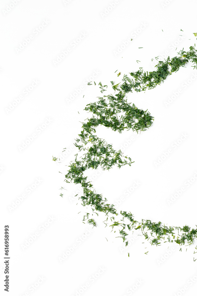 Christmas tree silhouette by green dill on a white background Christmas tree silhouette by green dill on a white background