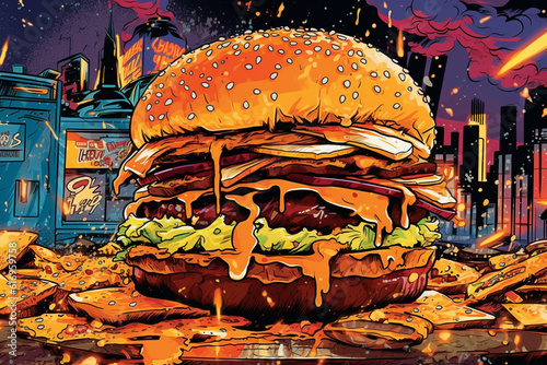 Big burger junk food illustration