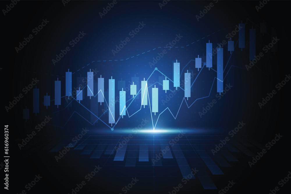 Business candle stick graph chart of stock market investment trading on white background design. Bullish point, Trend of graph. Vector illustration - obrazy, fototapety, plakaty 