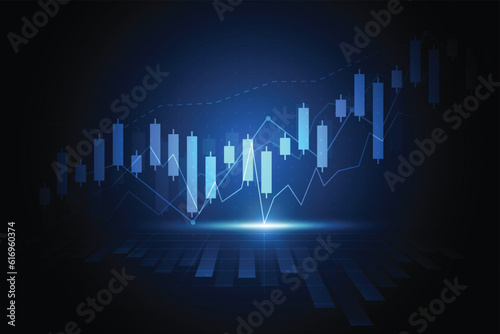Business candle stick graph chart of stock market investment trading on white background design. Bullish point, Trend of graph. Vector illustration photo