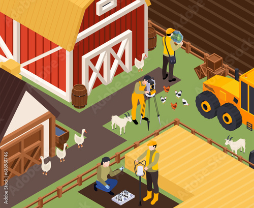 Farm Geologists Isometric Composition