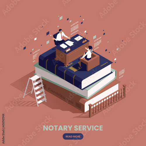 Notary Services Isometric Concept