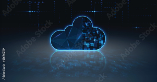 Cloud computing technology concept. Abstract digital blue background. Vector illustration.