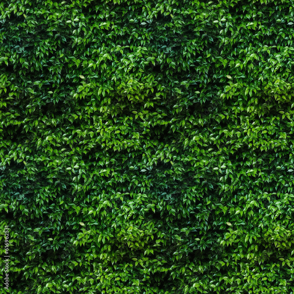 Fototapeta premium Hedge with green leaves, seamless pixel perfect pattern texture.