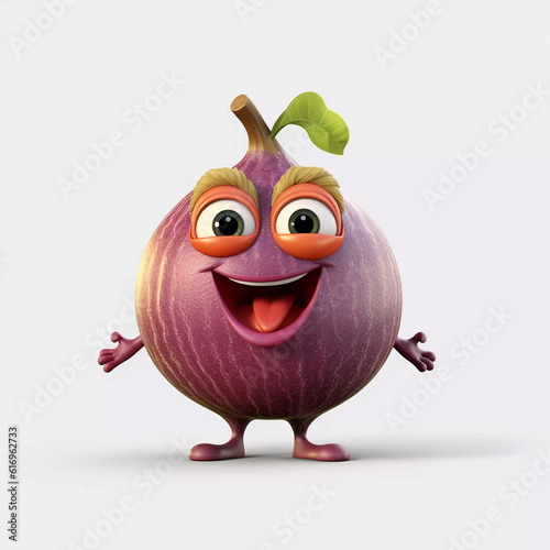 Cute Fig Happy Cartoon Character