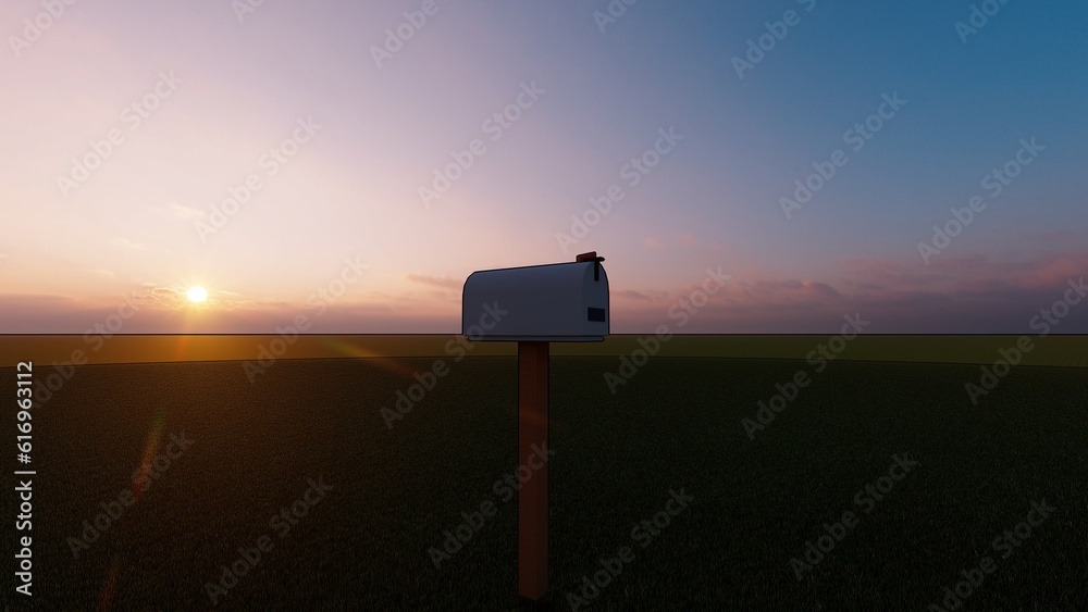 mailbox at sunset