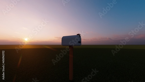 mailbox at sunset