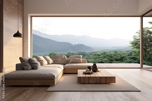 Modern living room interior with stylish comfortable sofa,Generative AI