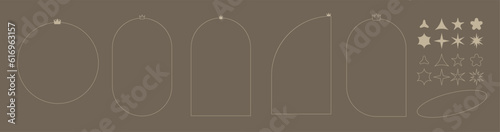 Arch frame aesthetic element, set simple frame and elements, simple aesthetic for you progect, template, poster.