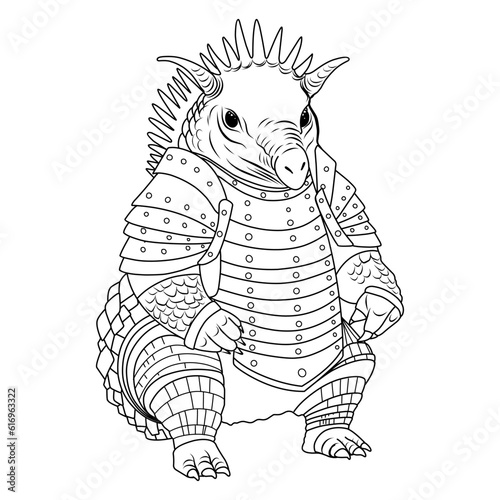 Coloring page armadillo. Armadillo coloring page in modern style.