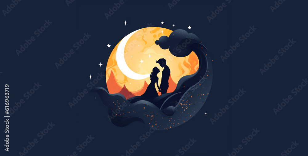 A simple romantic icon of the moon wallpaper generated AI
