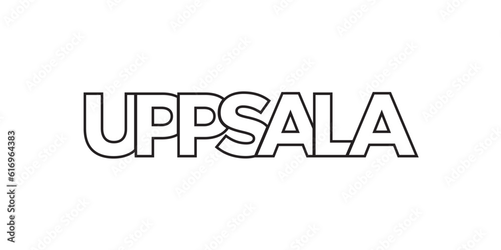 Uppsala in the Sweden emblem. The design features a geometric style, vector illustration with bold typography in a modern font. The graphic slogan lettering. Uppsala in the Sweden emblem. The design features a geometric style, vector illustration with bold typography in a modern font. The graphic slogan lettering.