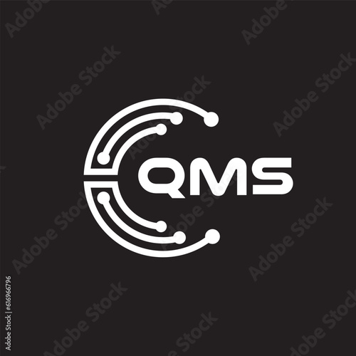 QMS letter technology logo design on black background. QMS creative initials letter IT logo concept. QMS setting shape design.
 photo