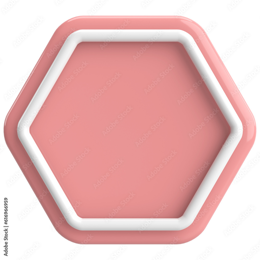 3D hexagon button. Empty button. 3D illustration. 3D hexagon button. Empty button. 3D illustration.