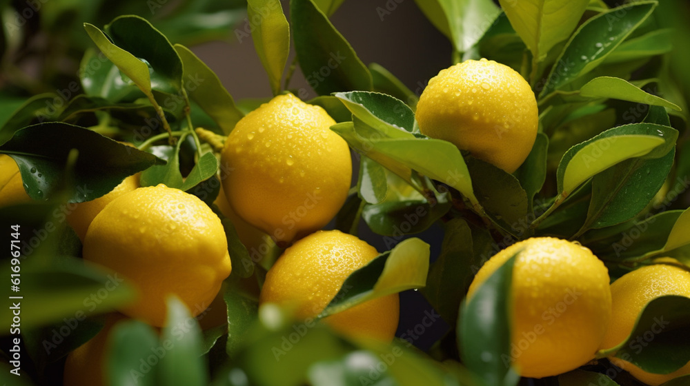 lemon trees background collection of fresh ingredients healthy food, fruit, vegetables representing concept of healthy eating, organic fruit, sustainability farm