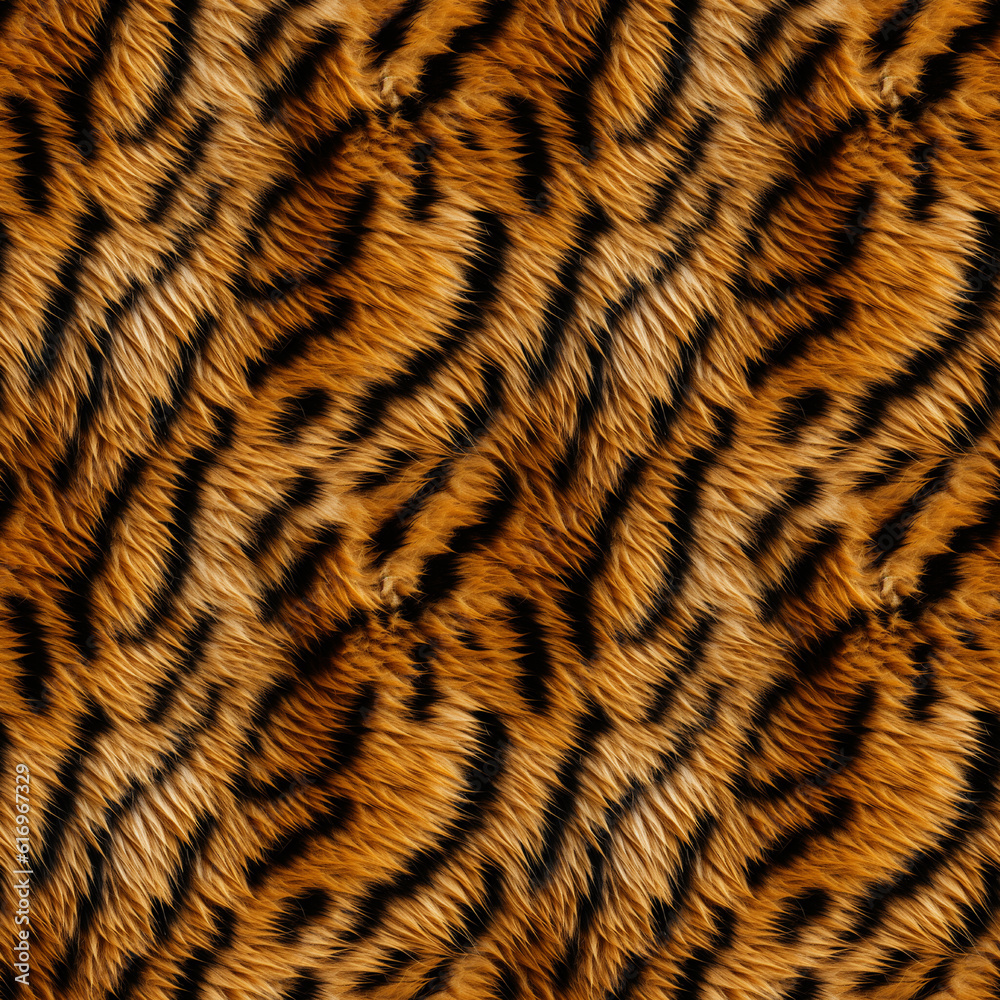 Fototapeta premium Tiger fur, seamless pixel perfect pattern texture.