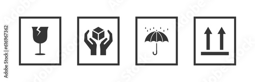 Set fragile icon vector or handle with care icons sign fit for package, delivery, shipping