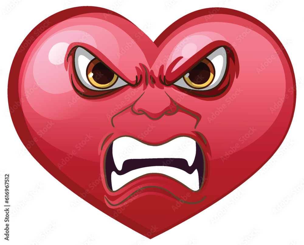 Heart shape with evil facial expression Heart shape with evil facial expression