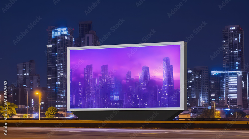 Futuristic city with billboard mockup