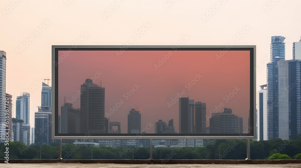 Obraz premium Futuristic city with billboard mockup