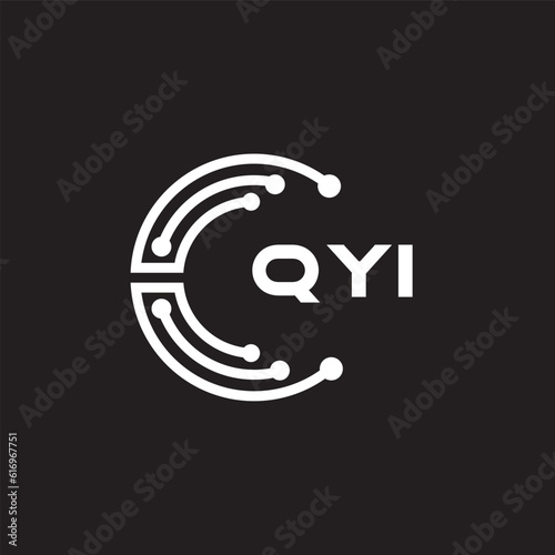 QYI letter technology logo design on black background. QYI creative initials letter IT logo concept. QYI setting shape design. 