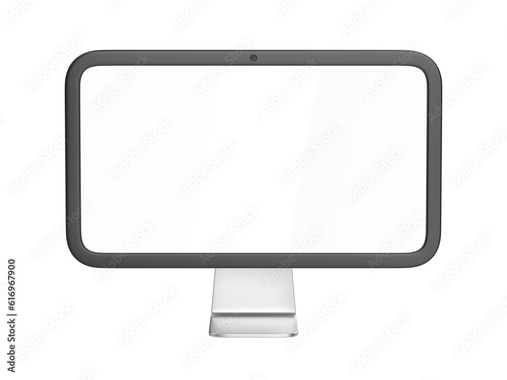Computer monitor with empty screen on transparent background, front view Computer monitor with empty screen on transparent background, front view