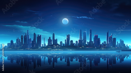 Futuristic city skyline at night © Natalia