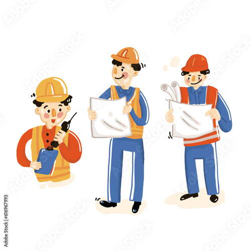 set of engineer cartoon illustration