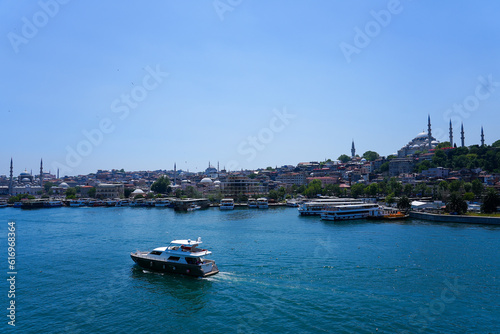 Ships navigating on the Bosphorus in Istanbul