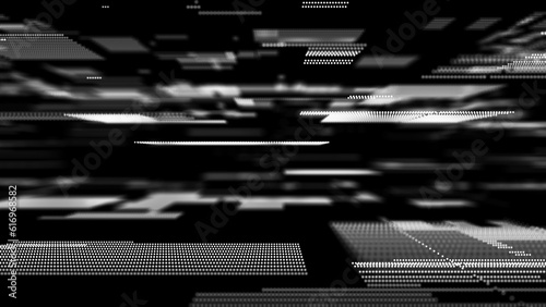 Cybernetic futuristic background. Matrix. Big data. Abstract perspective illustration. Technological 3D landscape. 3D rendering.