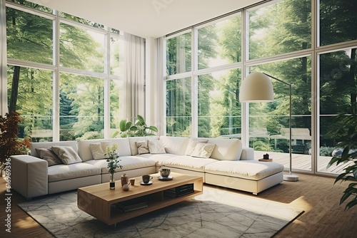 Stylish living room interior with beautiful house plants © Azar