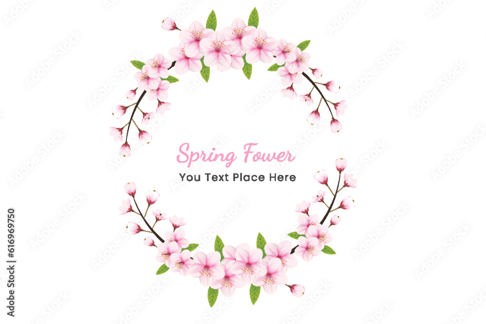 Spring Sakura branch background  Vector illustration. Pink Cherry blossom on fake transparent background