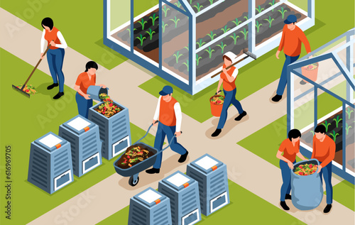 Compost Isometric Illustration