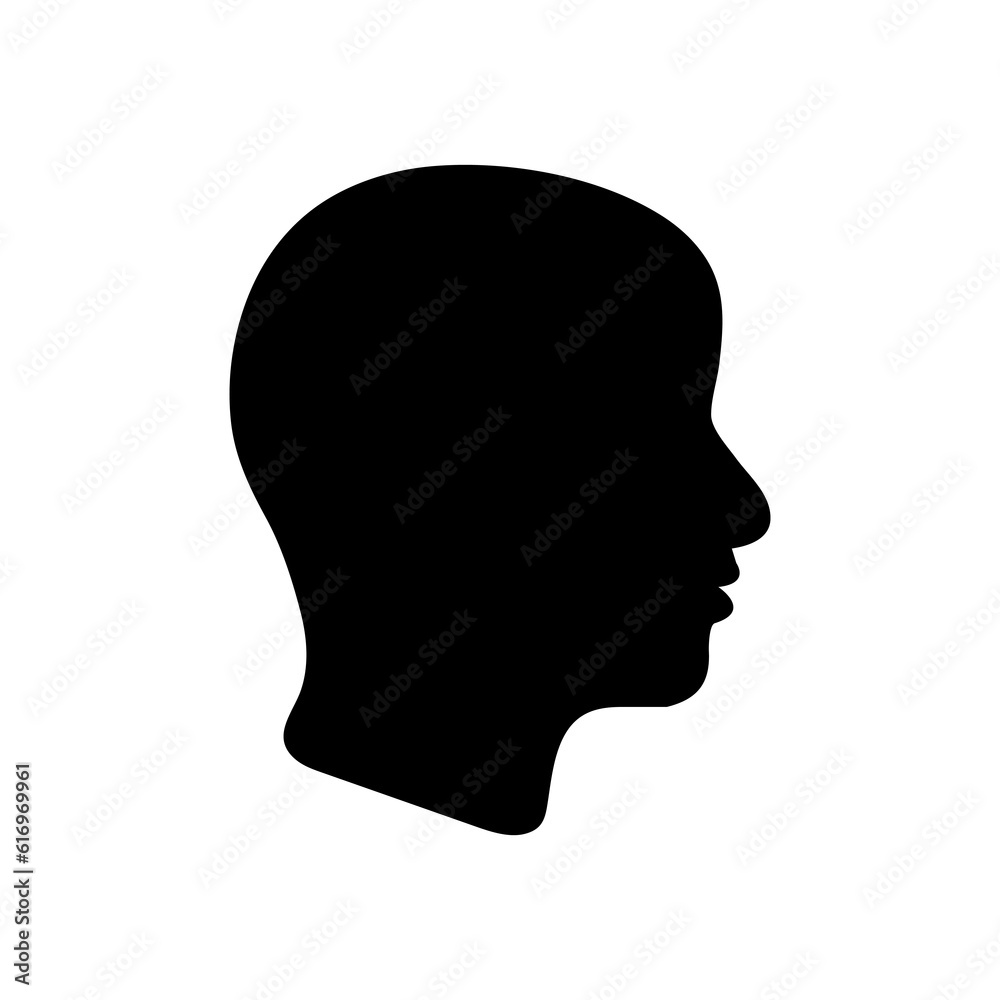 human head icon illustration, Human head profile black shadow silhouette vector illustration on white background..eps