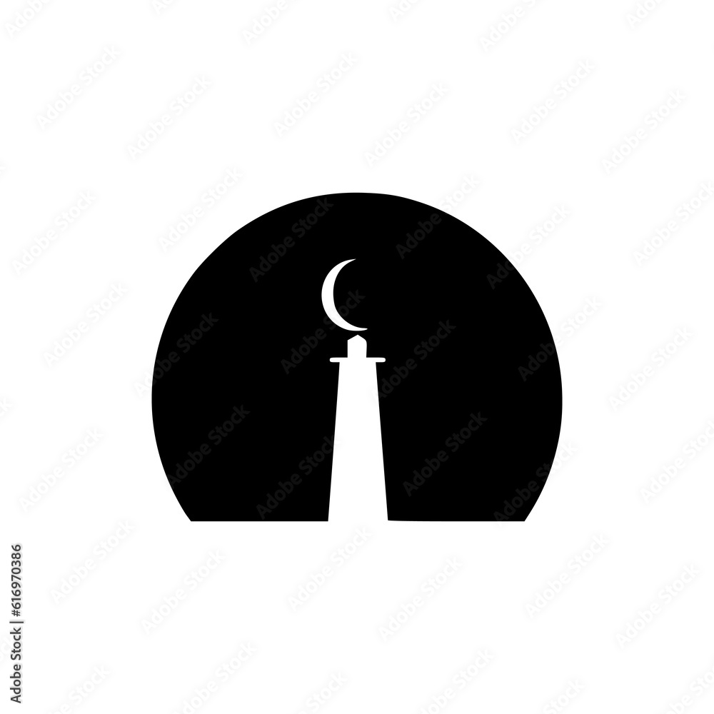 simple lighthouse and moon logo vector illustration template design