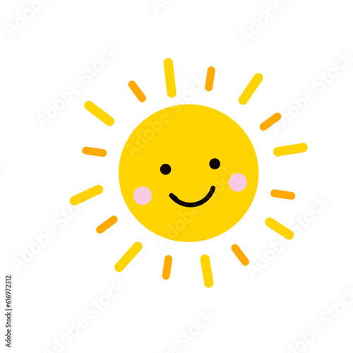 Smiling kawaii sun icon with rays