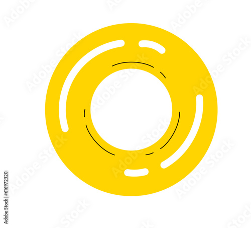 Lifebuoy icon. Yellow ring for swimming. Flat cartoon style. float rubber ring for children and adults