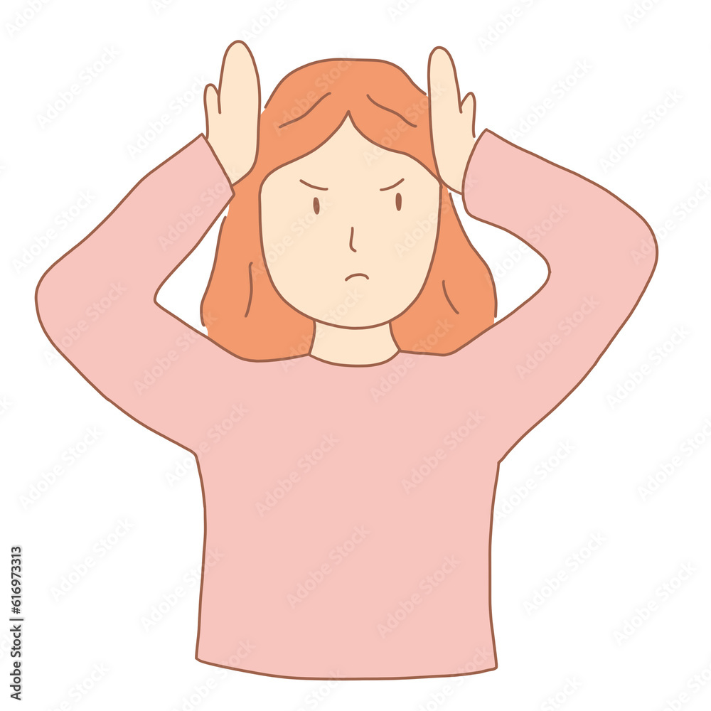 woman anxious and stressed handdrawn cartoon woman anxious and stressed handdrawn cartoon