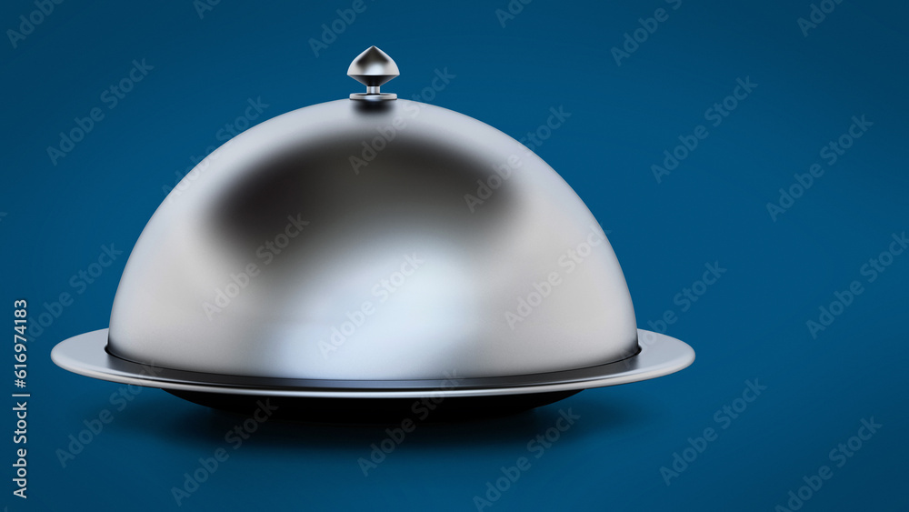 Silver colored serving plate isolated on white background. 3D illustration Silver colored serving plate isolated on white background. 3D illustration