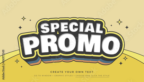 Retro Style Promo 3D editable text effect, suitable for promotion, product, headline, poster