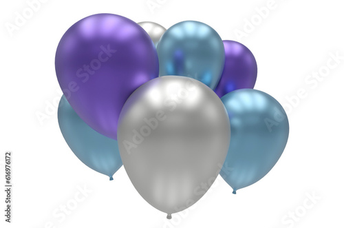 3d Balloons on transparent background 