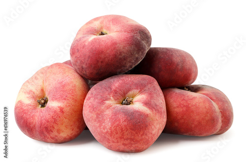 Heap of ripe peaches on a white background. Isolated