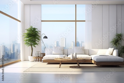 Modern living room interior design and concrete texture wall background Generative AI
