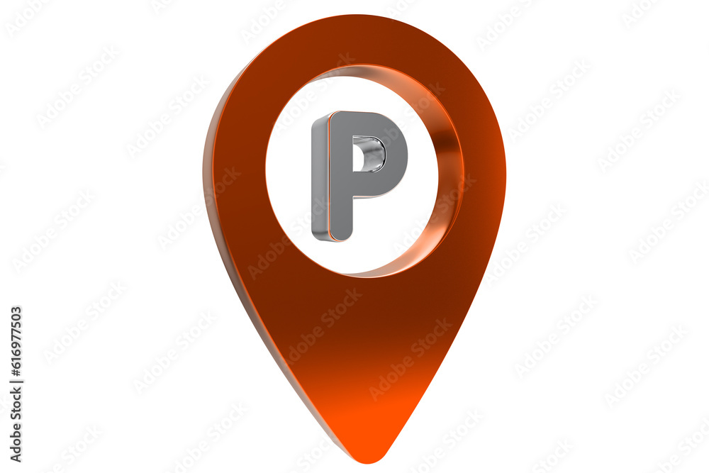 3D parking sign on transparent background