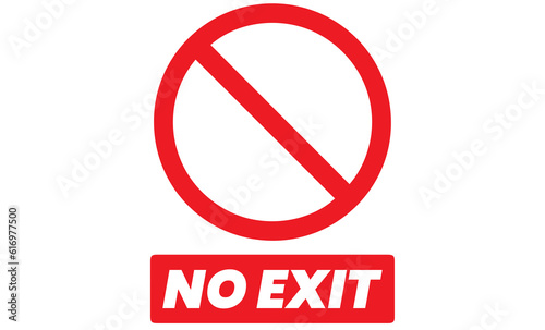 No exit sign on transparent background
